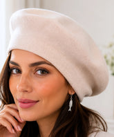 Women's Ivory Cashmere-Blend Wool Beret