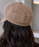 Women's Brown Houndstooth Wool Newsboy Cap
