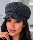 Women's Charcoal Wool Newsboy Cap