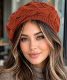 Women's Rust Openwork Knit French Beret