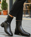Comprar bota bico quadrado feminina cano curto couro sintético stretch salto bloco promoção AREZZO
