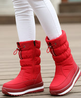 Comprar bota impermeável feminina térmica acolchoada forro pelúcia cano médio zíper lateral plataforma antiderrapante inverno promoção VIZZANO