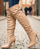 Women's Patent Vinyl Over the Knee Boots with Stiletto Heel | Barea