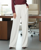 Comprar calça wide leg alfaiataria feminina branca com pregas cintura alta para trabalho barato ou em promoção ZARA