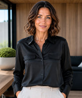 Women’s Silk Blouse with Front Pockets | Lanis