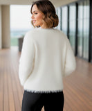 Comprar cardigan curto feminino peluciado com botões sofisticados e textura elegante para dias frescos ou ambientes climatizados em promoção ZARA