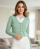 Comprar cardigan feminino tricot macio botões decote V manga longa escritório casual barato ANELLIMN