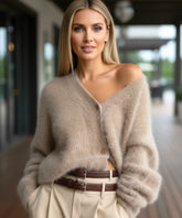 Comprar Cardigan feminino tricot pelúcia cinza alongado macio inverno confortável barato ou em promoção ZARA