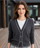 Comprar cardigan tricot feminino gola V com botões dourados e acabamento elegante para meia-estação ou sobreposição barato ZARA