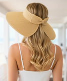 Comprar chapéu de palha feminino viseira aba larga ajustável proteção UV dobrável para praia verão e atividades ao ar livre barato ANELLIMN