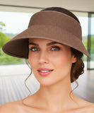 Comprar chapéu de palha feminino viseira aba larga ajustável proteção UV dobrável para praia verão e atividades ao ar livre barato ANELLIMN
