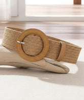 Comprar Cinto Boho Feminino Largo Palha Trançada Natural fivela redonda decorativa cintura alta estilo bohemian barato ANELLIMN