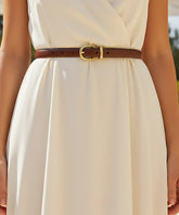 Comprar cinto feminino fino fivela dourada ajustável casual social escritório festa elegante versátil barato promoção