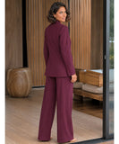 Women's Burgundy Tailored Blazer and Pants Set | Lolie