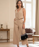 Women's Tailored Vest and Wide Leg Pants Set | Kaylee