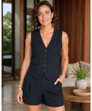Women’s Linen Tailored Vest and Shorts Set | Fefa