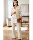 Women's Linen Pinstripe Tailored Suit with Blazer and Pants | Fontana
