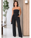 Women's tailored halter top and pants set in black