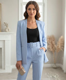 Comprar conjunto feminino alfaiataria azul com blazer e calça elegante para trabalho e reuniões barato ZARA