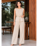 Women's Ribbed Wide Leg Pants Set with Sleeveless Top | Praslin