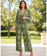 Women’s Printed Two Piece Set with Wide Leg Pants | Liana