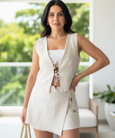 Women's Linen Two Piece Vest and Shorts Set Summer | Juli