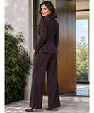 Women's tailored pantsuit, full-length side view
