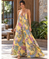 Floral Print Maxi Dress with Criss-Cross Back and Spaghetti Straps | Bohemian