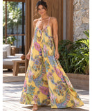 Floral Print Maxi Dress with Criss-Cross Back and Spaghetti Straps | Bohemian