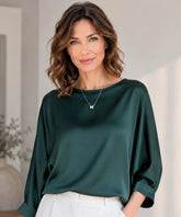 Women’s Satin Dressy Top with 3/4 Sleeves | Sisi