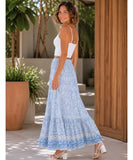 Women's Floral Maxi Skirt Boho Ruffle Viscose Elastic Waist | Joa