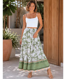 Women's Floral Maxi Skirt Boho Ruffle Viscose Elastic Waist | Joa