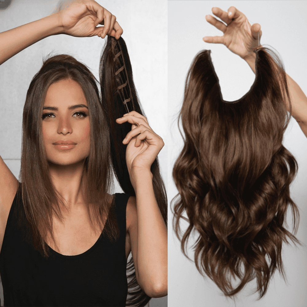 Hair extensions top invisible wire