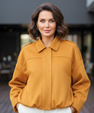Women's oversized suede jacket in yellow