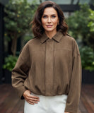 Women's oversized suede jacket in camel