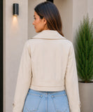 Women's Ivory Belted Cropped Trench Coat, Styled Look