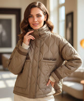 Women's oversized puffer jacket in mocha