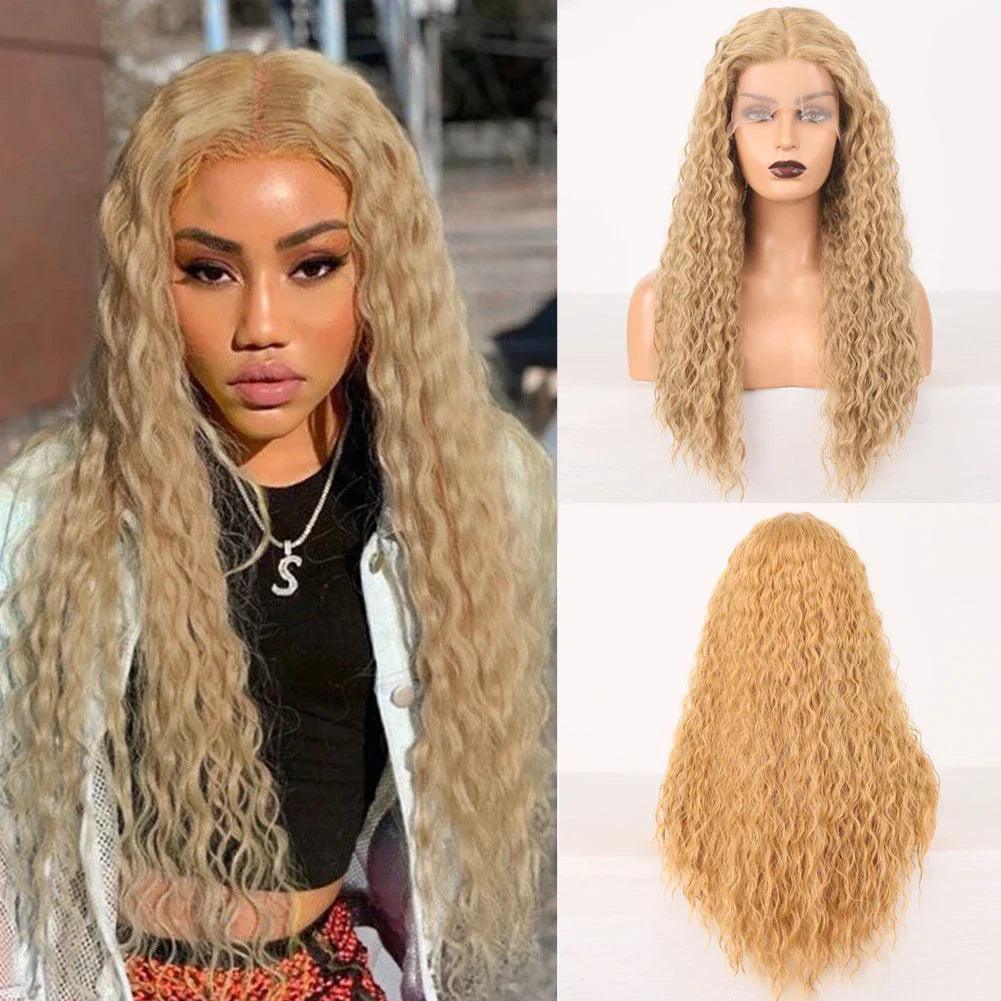 Long Body Curly Lace Front Wig - Synthetic Fiber - Versatile Styling Option Long Body Curly Lace Front Wig - Synthetic Fiber - Versatile Styling Option