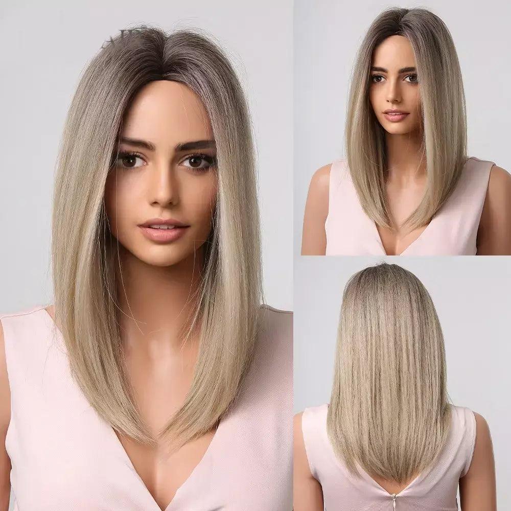 Lace Medium Straight Hair Wig - Anellace Lace Medium Straight Hair Wig - Anellace