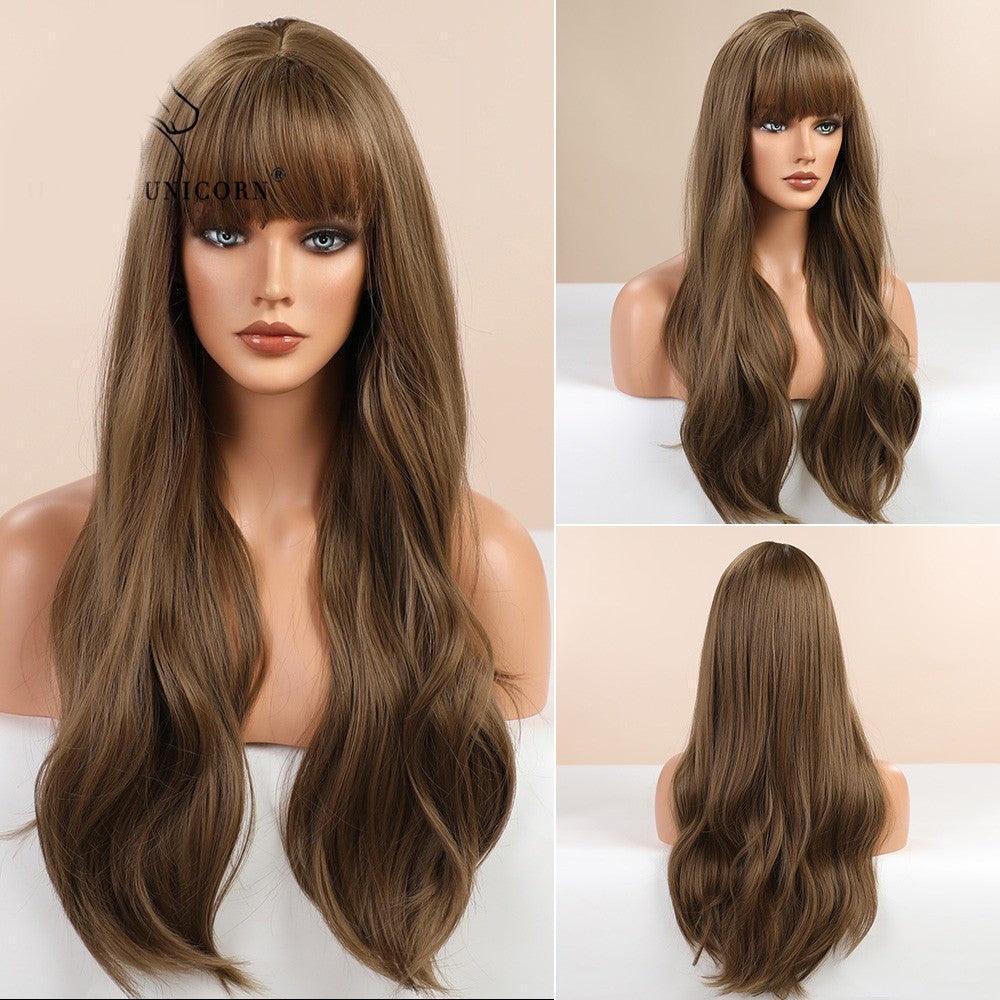 Long Wavy Lace Wig with Bangs - Anellace Long Wavy Lace Wig with Bangs - Anellace