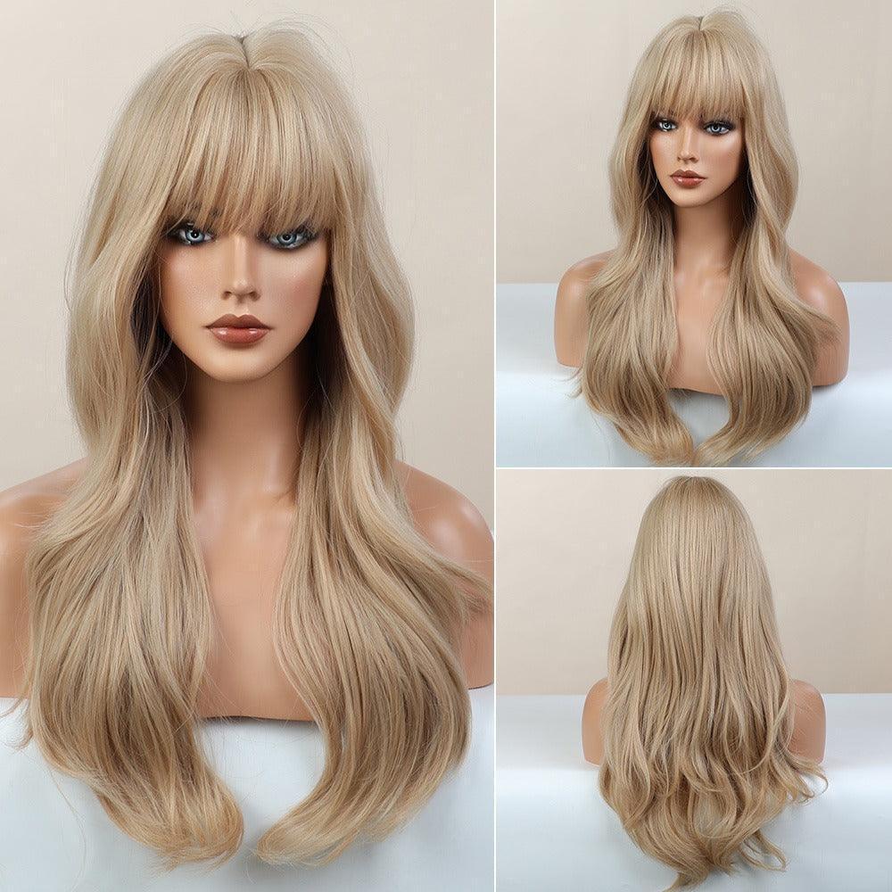 Long Wavy Lace Wig with Bangs - Anellace Long Wavy Lace Wig with Bangs - Anellace