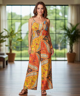 Comprar macacão feminino longo estampado pantalona boho casual floral amarelo em promoção ZARA