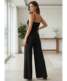 Comprar macacão feminino longo preto malha alças cruzadas decote quadrado calça pantalona em promoção ZARA
