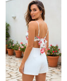Comprar macaquinho alfaiataria branco feminino verão com laço floral alças ajustáveis shorts curto casual social barato ZARA