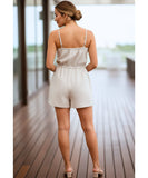 Comprar macaquinho feminino branco bolsos funcionais cinto amarrado cargo casual em promoção ZARA