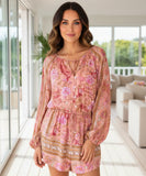 Comprar macaquinho feminino estampado floral manga longa com amarração casual verão barato FARM