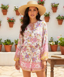 Comprar macaquinho feminino estampado floral manga longa com amarração casual verão barato FARM