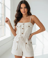 Comprar macaquinho feminino linho bolsos frontais alças ajustáveis verão em promoção ZARA