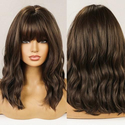 Medium Wavy Lace Wig with Bangs - Anellace Medium Wavy Lace Wig with Bangs - Anellace