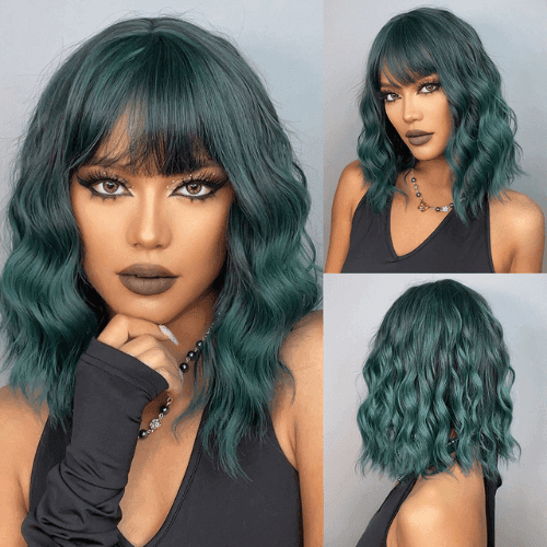 Medium Wavy Lace Wig with Bangs - Anellace Medium Wavy Lace Wig with Bangs - Anellace